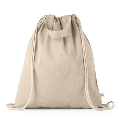 RISSANI. Drawstring bag with recycled cotton (70) and polyester (30 rPET) (140 g/m²)